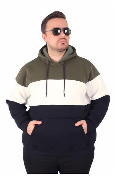 MocGrande Large Size Hooded 3Ip Sweat Mg 25725 Khaki