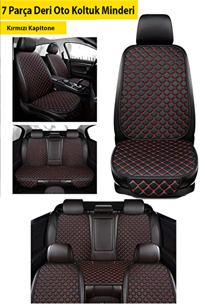 PolMas Fiat / Tofaş TempraHer Araca Uyumlu SIRTLIKLI 7 Parça KIRMIZI Deri Kol...