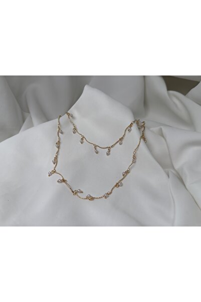 all mine قلادة أنيقة على شكل حرف Y مع حجر اللؤلؤ القابل للتعديل من الفولاذ