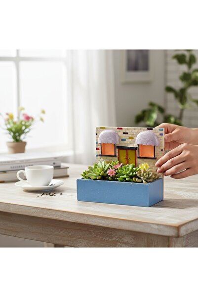 Binbirdemet El Yapımı Balkonlu Saksı & Mumluk – Dekoratif Mini Ev Tasarımı