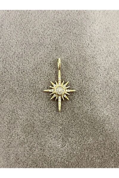 XUPING JEWELRY Ortası Taşlı Kutup Yıldız Altın Kolye Ucu (14k Gold 1,5x2cm)