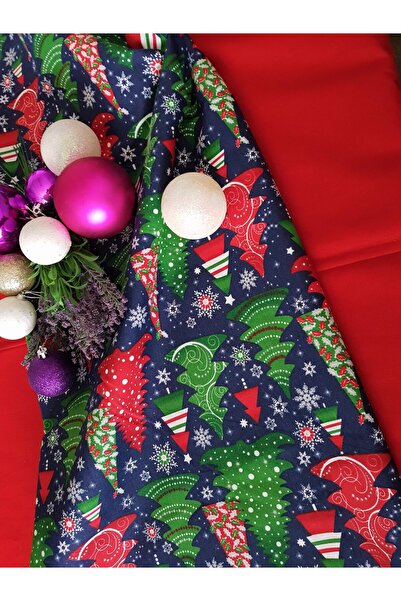 Kotonia Home Napron Winter 16 - 45x180 cm, 100% cotton, blue with Christmas motifs