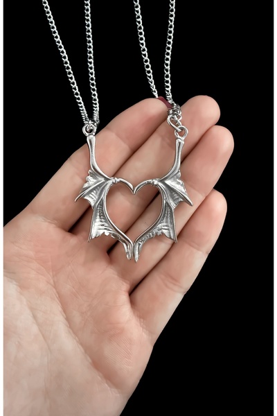 DarkellaStore Gotik Gothic Punk Yarasa Kanadı Arkadaşlık Kolyesi, Yarasa Kana...