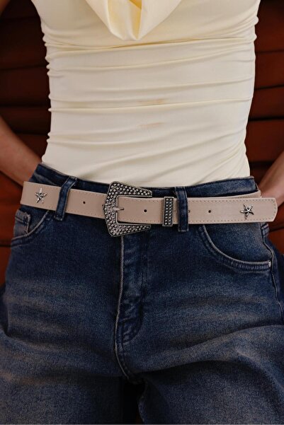 Mynoa Star Patterned Women's Belt, Trouser Belt, Jacket Belt