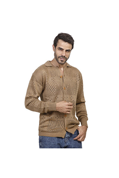 COUP سترة رجالية كاجوال بأكمام طويلة - جمل