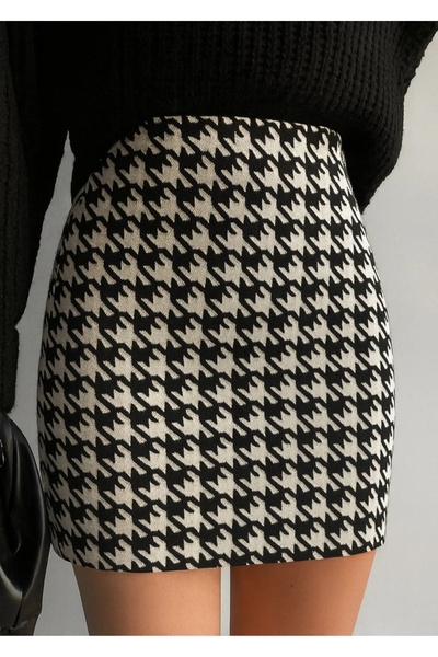 npLStore Women's New Season Houndstooth Patterned Mini Stylish Skirt
