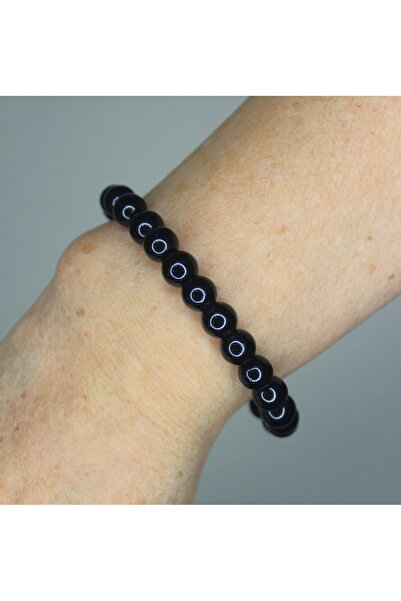 Altai Black Onyx Natural Stone Bracelet (7.5mm Polished)