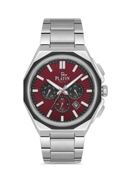 Platin Pierre ساعة يد رجالية من HDS-PL-1080GA-J8 بسوار فولاذي ووظائف متعددة