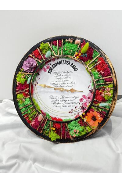 OEM Ceas "Binecuvantarea casei" decorat cu licheni ,diametru generos de 40cm