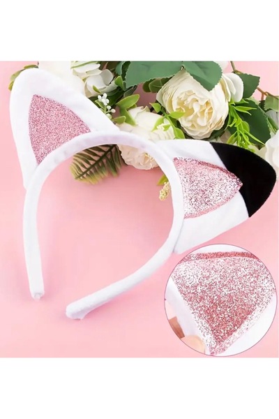 Homeland Gabby's Dollhouse Cat Ear Glitter Girl's Crown – White