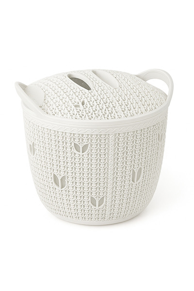 abnturk Yüksek kalite Kapaklı Örgü Desenli Çamaşır Sepeti Delikli Hava Alan T...