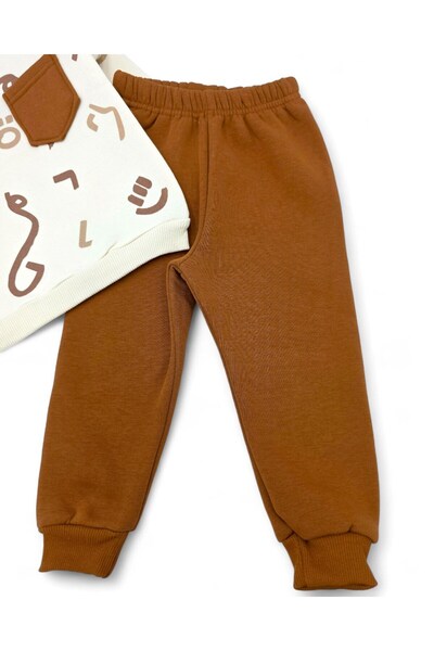 voyyo kids baby Baby Boy 6-9-12-18-24 Months Winter 3 Thread Embroidered Printed Top and Bottom Stylish Tracksuit Set R2275