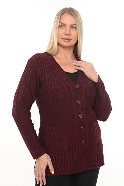 İKSUN Cardigan de iarnă pentru femei, cu buzunare cu nasturi, cu decolteu în ...