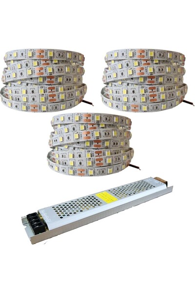 Noas 4040 Şerit LED 15 Metre 6500K Beyaz ( YL40-4001 ) + 21 Amper 250 Watt Sü...