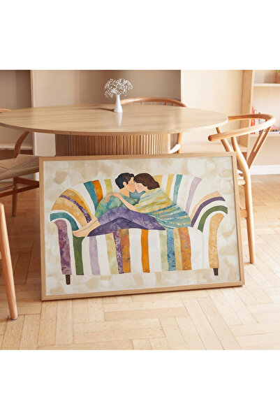 Tuba Decor Tek Parça Ahşap Çerçeveli Oturma Odası Salon Mutfak Tablo