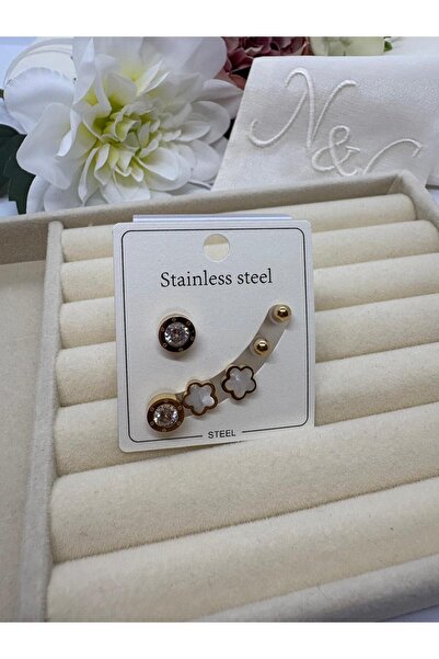 MY NUCA Stainless Steell Gold Color Stainless Steel Stylish Women's Earring Set