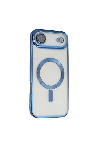 OEM Husa Magnetica MagSafe iPhone 17 Air – Transparenta Protectie sticla camera, Incarcare Albastra