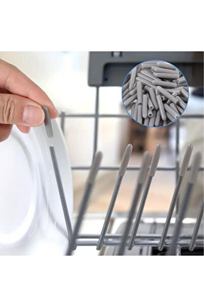 Homeland Bulaşık Makinesi Raf Teli Koruyucu Silikon Başlık – 100 Adet, Gri Renk