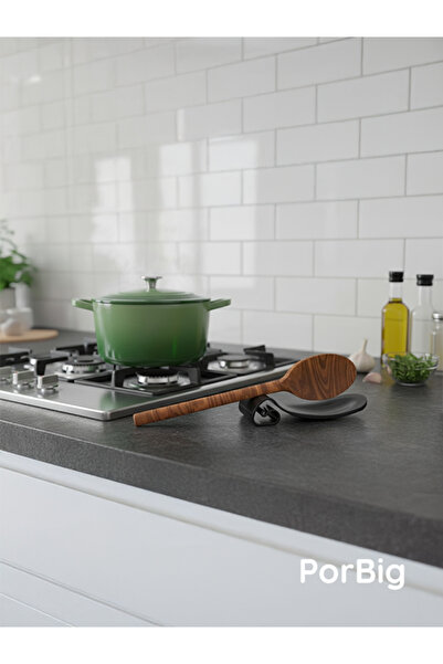 PorBig Kaşık, Kepçe ve Çırpıcı Tutucu | Kaymaz ve Isıya Dayanıklı Pişirme Kaş...