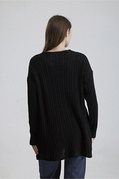 KATLİN MATERNİTY WEAR Hair Braid Pattern Maternity Tunic, Thick and Lycra Knit Fabric, Collar Button Detail (Breastfeeding)