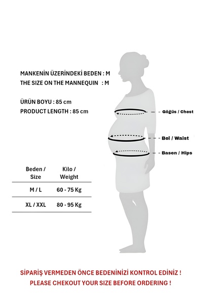 KATLİN MATERNİTY WEAR Saç Örgü Desen Hamile Tunik, Kalın ve Likrali Triko Kumaş, Yaka Düğme Detaylı (Emzirme)