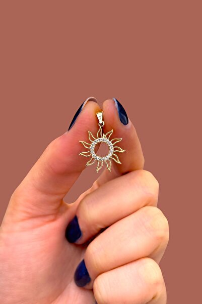 Altınaşkı Taşlı Güneş Altın Kolye Ucu