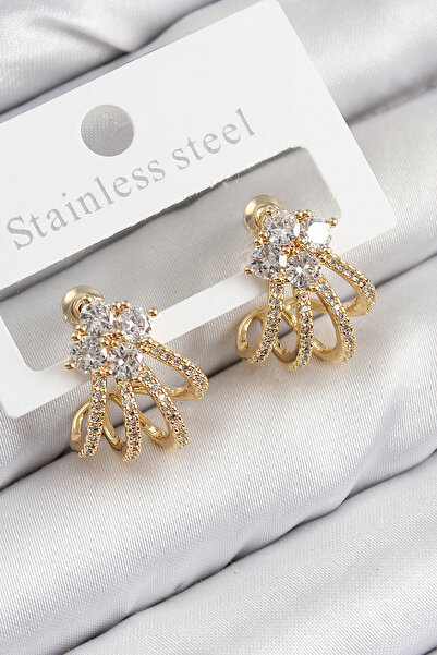 Skygo Brass Zircon Stone Model Gold Color Women's Earrings - Tj-Bkp11106