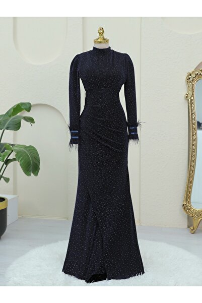 Modamorfo Feathered Sleeves Double Tail Evening Dress -K.Laci