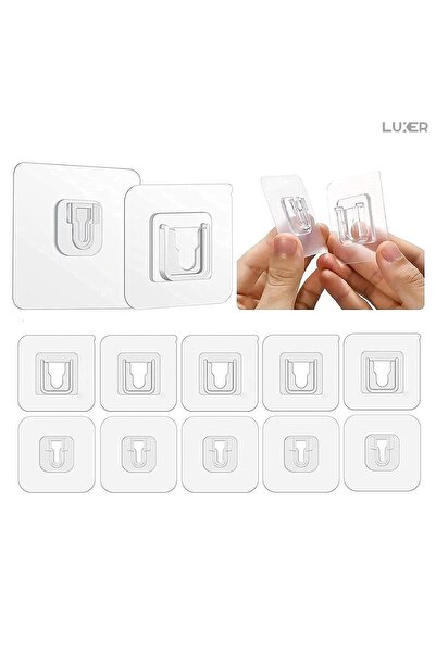 LUXER Set 5 Perechi De Carlige Adezive Cu 2 Fete Pentru Fixare Si Suspendare Obiecte Fara Perforare