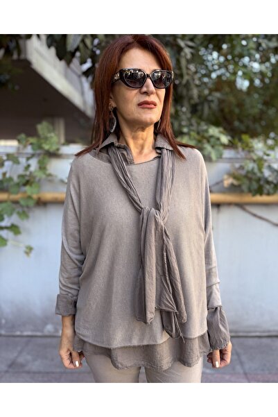 DenizEge Италианска риза с шал и вискозен трикотаж