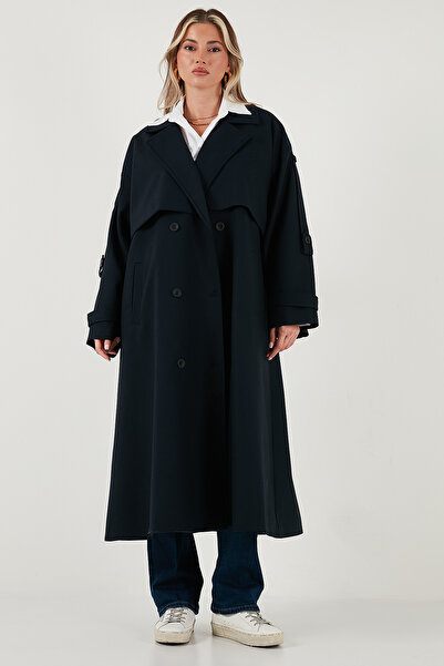 Lela Oversize Fit Double Breasted Collar Buttoned Belted Long Trench Coat Trench Coat 6839476