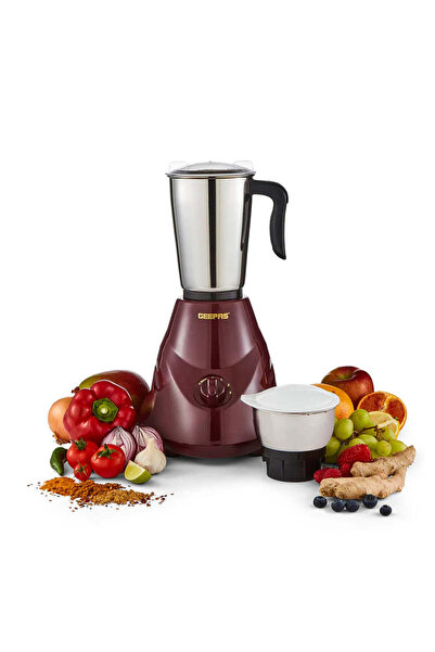 Geepas 2-IN-1 Mixer Grinder- GSB 44091| 550 W Powerful Motor, Stainless Steel Jars and Blade| Ergono