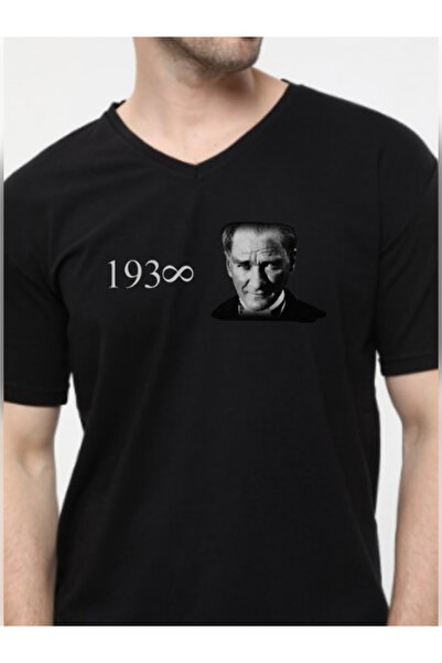 TİMİSİVA تي شيرت أسود بأكمام قصيرة وياقة دائرية من القطن مطبوع عليه oversize1...