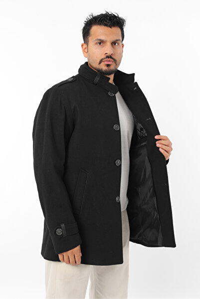 Rodrigo Ανδρικό παλτό μαύρο κασετίνα με επένδυση, κουμπιά και επένδυση εσωτερικά