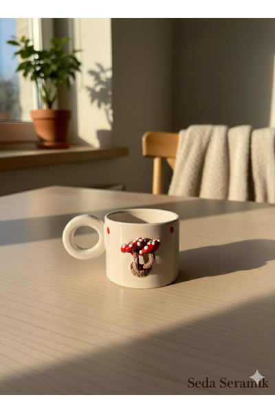 seda seramik Handmade Three-Dimensional Mushroom Design Coffee Mug Cup 200 ml