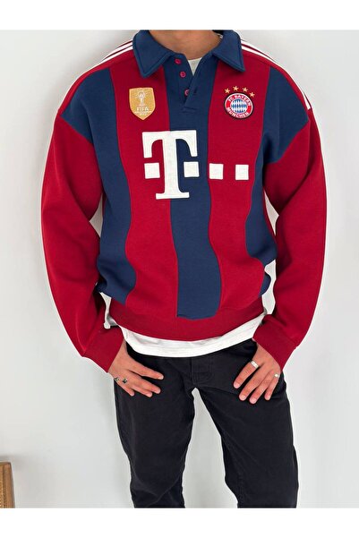 bergibo Oversize Sharded Sweat - Buttoned Collar High Quality Sweatshirt