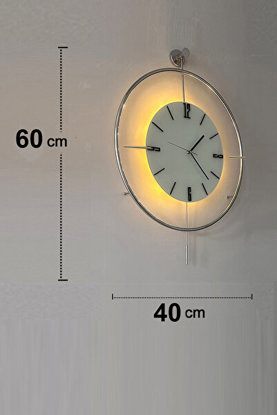 SEVİNÇ KONSEPT Led'li Krom Tiktok Nano Kristal Siyah Rakamlı (Orta Boy 40X60 CM), Dekoratif Metal Duvar Saati