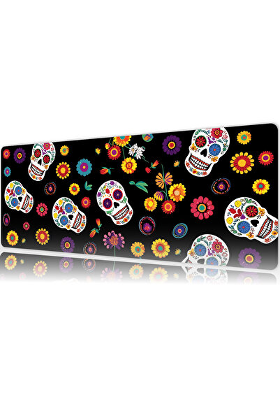 urzuva Floral Skull Gaming Oyuncu Mouse Pad 80x30 cm 3mm Mousepad