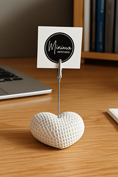 Minima Art Studio Dokulu Kalp Şeklinde Metal Kıskaçlı Not Tutucu – Dekoratif ...