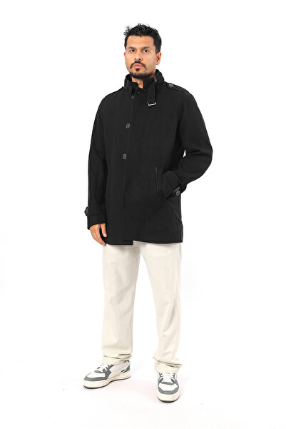 Rodrigo Ανδρικό παλτό μαύρο κασετίνα με επένδυση, κουμπιά και επένδυση εσωτερικά