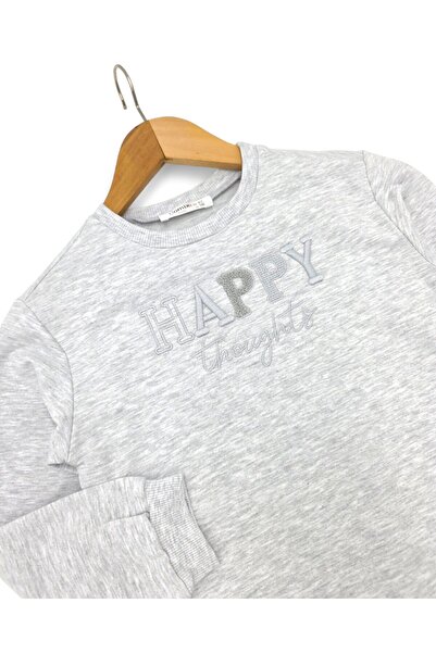 voyyo kids baby Girl's Happy Embroidered 7-8-9-10 Year Old Denim-Look Leggings 2-Piece Seasonal Top and Bottom Set