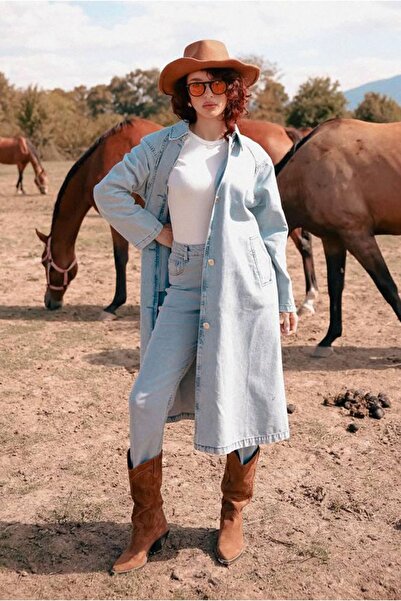 Moda Rosa 26K5352 - AÇIK MAVİ - REGLAN KOL TRENCH KOT