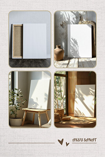 AKSU SANAT Hobby and Workshop Set, Natural Wood Canvas + Frame Hanger + Screws (25X35Cm)