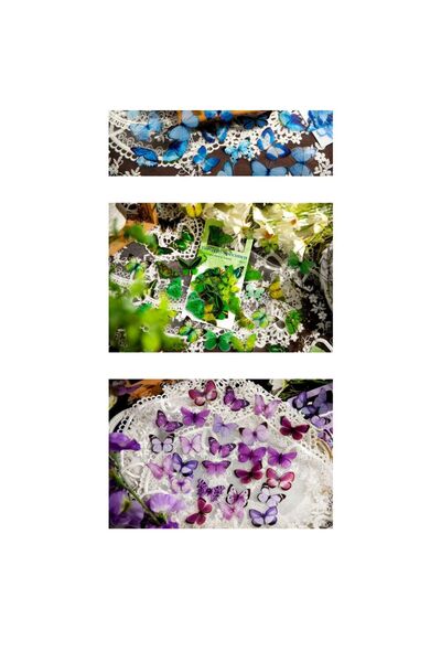 İthal Autocolant PET cu fluture W3-45 - Culoare: verde