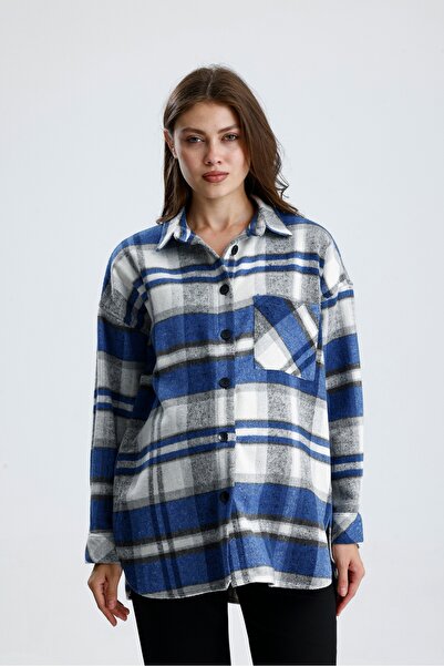 KATLİN MATERNİTY WEAR Maternity Checkered Pattern Lumberjack Shirt, Wool Cotton Blend Fabric