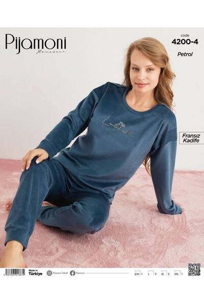 Pijamoni FRANSIZ KADİFE KADIN PİJAMA TAKIMI