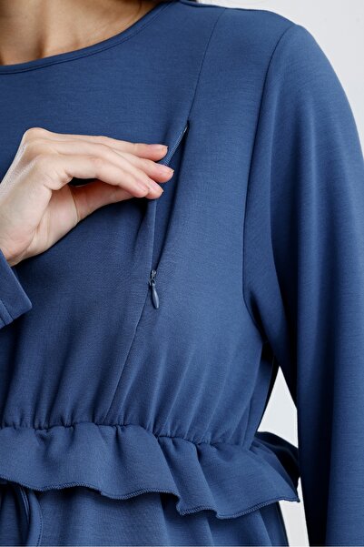 KATLİN MATERNİTY WEAR Maternity Set, Adjustable Waist Pants, Blouse with Elastic Waist and Zipper Detail (Breastfeeding)