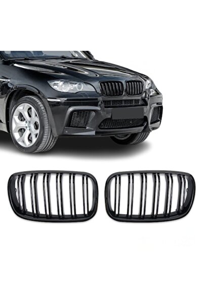 AutoUp Grile duble pentru BMW X5 E70, 2007-2013 Negru Lucios