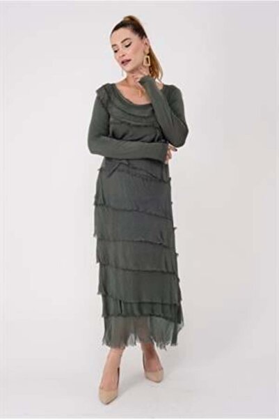 EREN STYLE Ιταλικό μακρυμάνικο μεταξωτό φόρεμα με 2 μεγέθη που δείχνει λεπτό σταγόνα