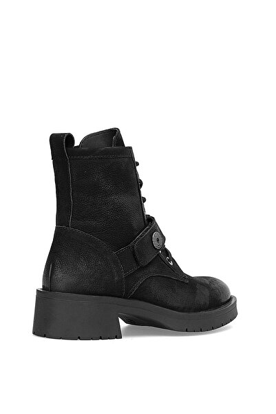 Mammamia D25Kb-8410 Women's Genuine Nubuck Leather Heeled Boots Black